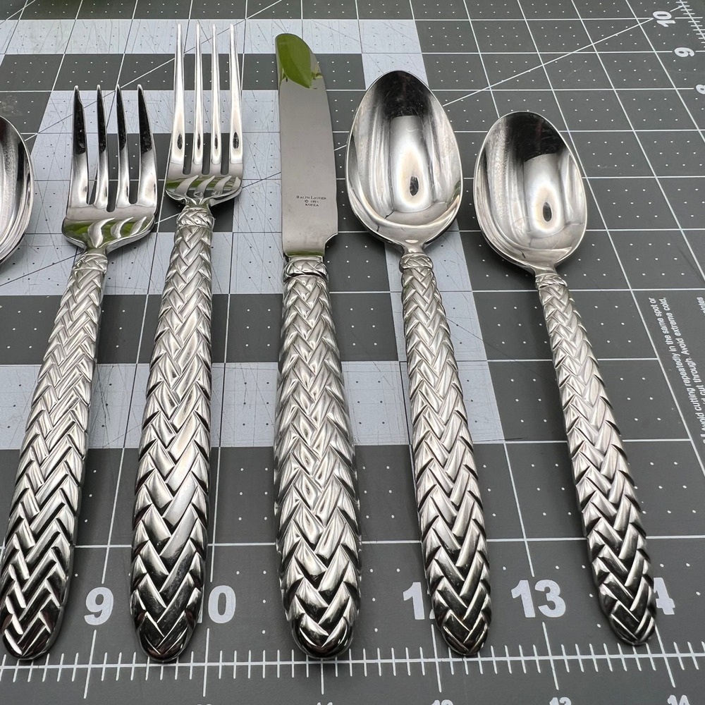 Ralph Lauren Equestrian Braid Flatware 10pc Set 2 Place Settings Vintage 1991 - Picture 3 of 8